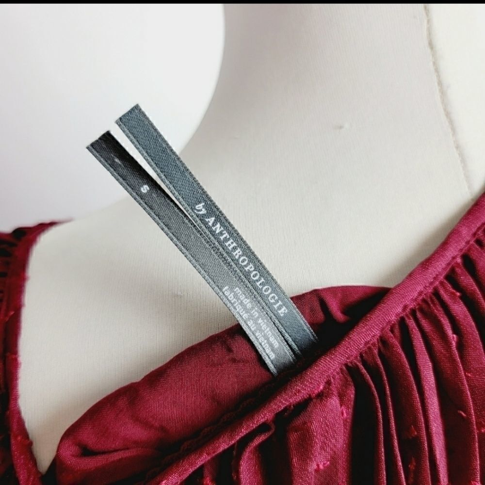 ANTHROPOLOGIE Burgundy Maroon Toulon Pleated Mini Dress Small Like New - Picture 8 of 8